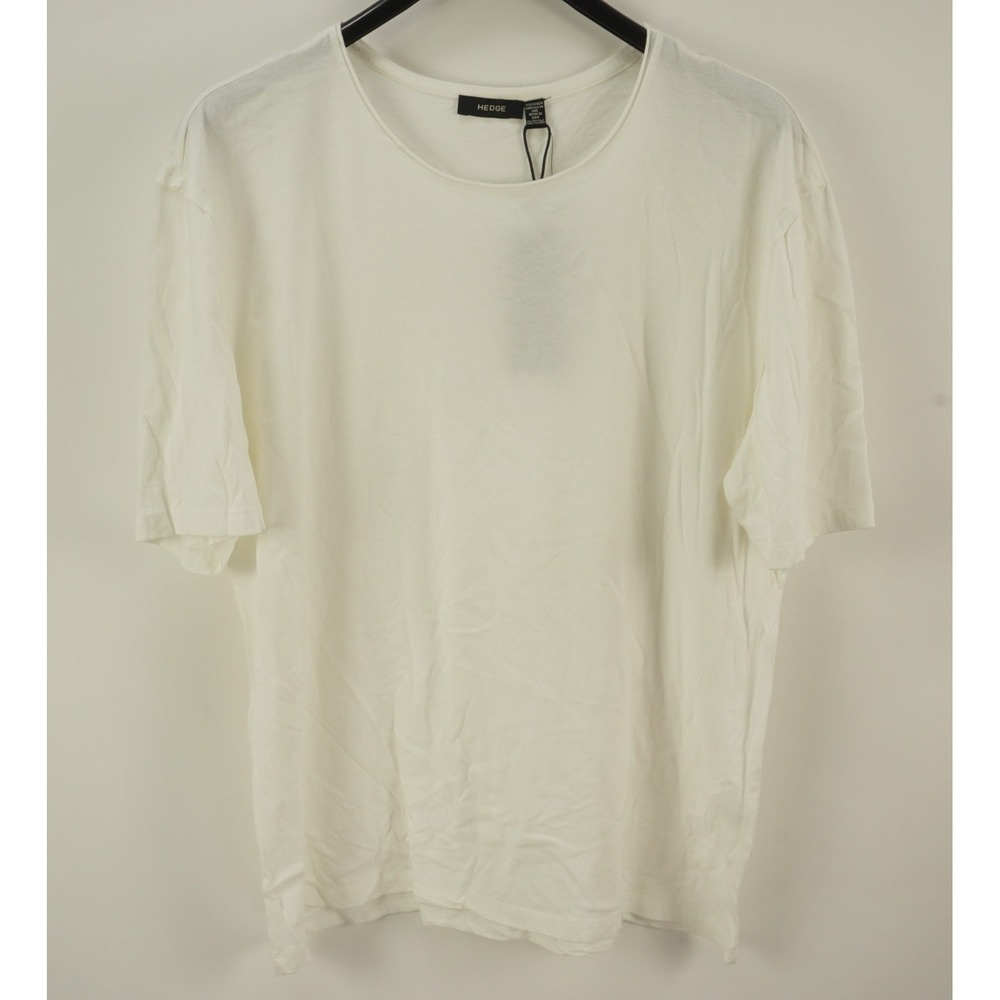 New Hedge Men's 2XL Short Sleeve Ivory Knit Heather Cotton Round‎ Neck T-Shirt